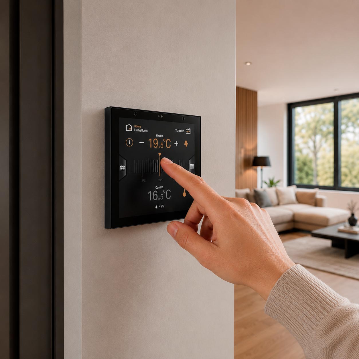 Smart underfloor heating thermostat with individual room control in Gibraltar